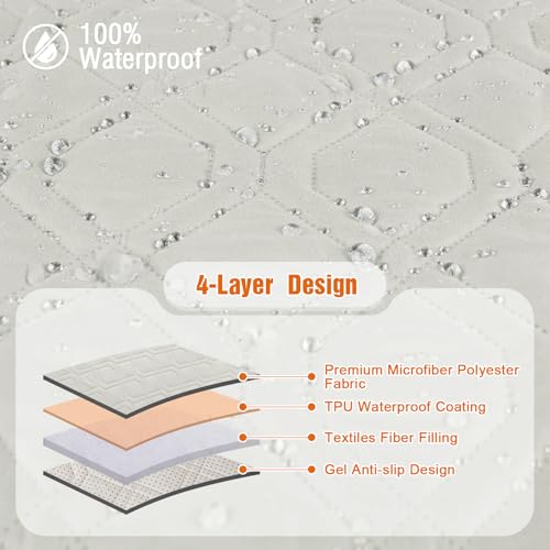 Image of VANSOFY Loveseat Recliner Cover with Console 100% Waterproof Sofa Slipcovers Non-Slip Reclining Couch Cover Split Sofa Covers Furniture Protector for Pets, Dogs(Beige)