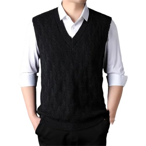 Sleeveless Knit Vests for Men V-Neck Thick Warm Sweater Casual Waistcoat Tops