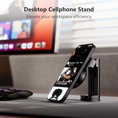 MiiKARE Universal Handsfree Phone Mount for Flying, Black, Compatible with iPhone 12-16, Magnetic, 360 Degree Rotation, Travel Must Haves Phone Stand for Desk, Tray Table, Recommended for 27295933031