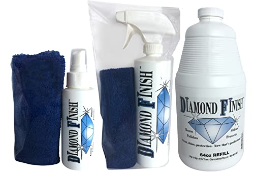 Diamond Finish Pro Premium 84 Ounce Kit Multi Surface Cleaner Polish Protector Vehicles, Boats, Home, Removes Tar, Bird Poop, Brake Dust, Tree Sap, Grease, Fingerprints as it Shines