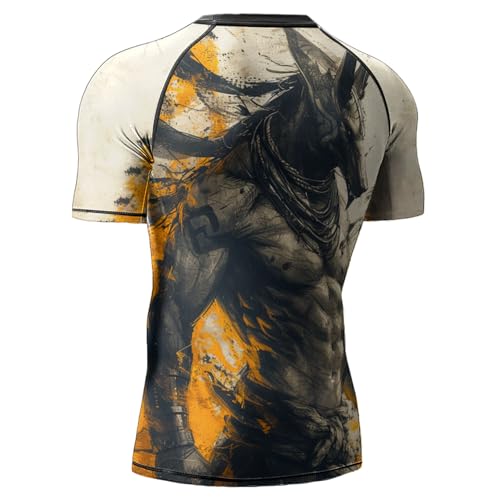 Compression Shirt 4-Way Stretch Construction, Jiu Jitsu Rash Guard Men Short Sleeve, Breathable Fabric3