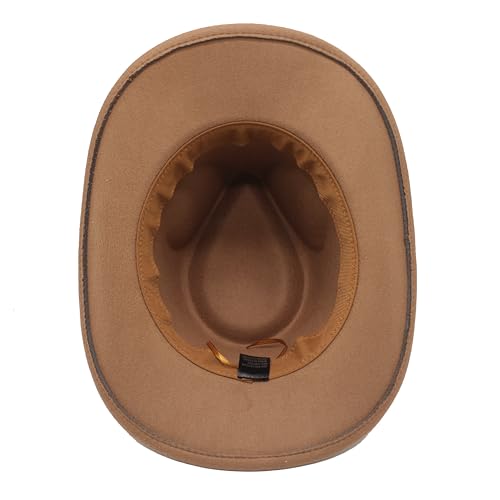 Image of LIDHAY Women Men Classic Felt Wide Brim Western Cowboy Cowgirl Hat with Belt Buckle