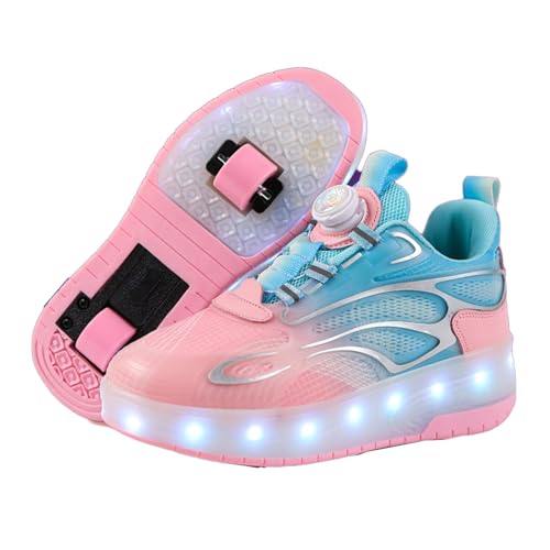 Kids Roller Skates Shoes with Wheels LED Light Casual Sport Shoes for Roller Skating Enthusiasts, Children, Halloween Fans