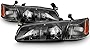 ACANII - For 1997-1999 Toyota Camry Headlights Headlamps w/Corner Parking Lights Black Housing Driver & Passenger Side