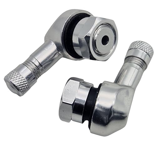 2x Motorrad Alu Winkelventil Silber 11,3mm Ventile Eckventile Ventil