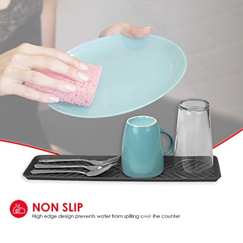 Home Basics Ridged Plastic Non-Skid Dish Drying Mat, Grey (1) #TOP2