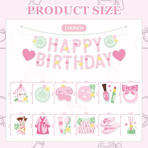 Image of Spa Birthday Party Decorations Include Spa Happy Birthday Banner Hanging Swirls Spa Day Theme Party Supplies For Girls