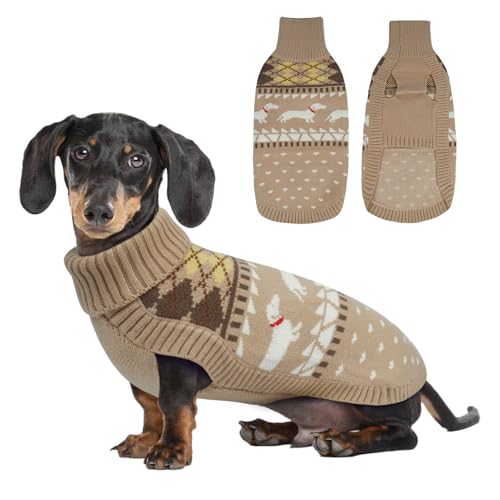 Lelepet Dachshund Sweater Turtleneck Dog Sweaters for Small Dogs Warm Pullover Knitted Pet Coat Cold Weather Dachshund Clothes Fall/Winter Cozy Outfit (XS-XL)