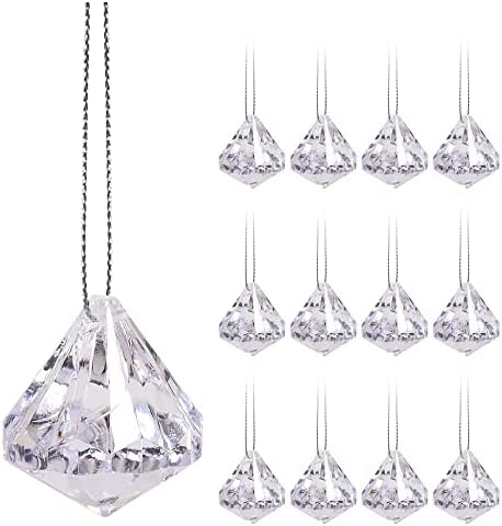 Albert Austin Crystal Hanging | Christmas Tree Decorations | Acrylic Gems | Diamond Crystal Droplet | Wedding Decor | Chandelier Curtain Birthday DIY Christmas Tree | Bauble Ornaments (3x (Pack of 4))