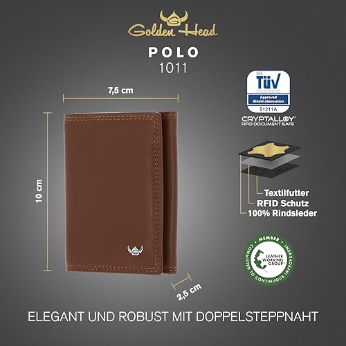Porte-monnaie cuir RFID protect Golden Head Polo marron 1011 - 3