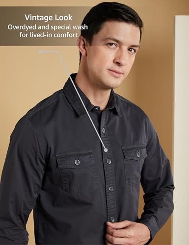 Image of Symbol Premium Men's Washed Cotton Twill Casual Shirt - Regular Fit | Pure Cotton (Available in Plus Sizes)