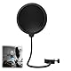 Mikrofon Popschutz, Doppelschichtiger Schaumstoff Pop Filter Mikrofon, Universell einstellbare Klemme, Flexibler Schwanenhals, für Aufnahmen, Compatible für Blue Yeti, Audio Technica