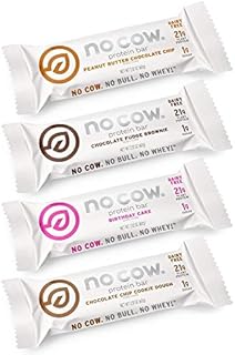 No Cow High Protein Bars, 20g Plus Plant Based Vegan Protein, Keto Friendly, Low Sugar, Low Carb, Low Calorie, Gluten Free, Naturally Sweetened, Dairy Free, Non GMO, Kosher, 12 Pack, Top Flavors Variety Pack