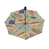 Drekrid Parapluie compact coupe vent pour la pluie – Iguana Lizard Portable Léger Automatique Pliable à l'envers – Petit parapluie mignon pour les trajets quotidiens, voiture, sac à dos, sac à main