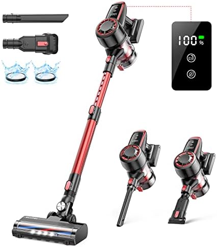 Cordless Vacuum Cleaner, WLUPLE Stick Vacuum Cleaner with 30KPA Powerful Suction, 400W Lightweight Handheld Vacuum LED Display & Ultra-Quiet Stick Vacuum for Hardwood Floor Carpet Pet Car Cleaning