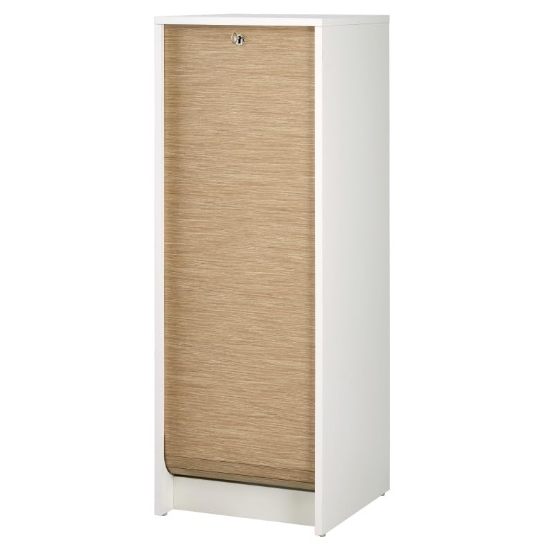 SIMMOB Classeur à Rideau Blanc Rideau Chêne ou Noir 5 Niches 37,8 x 103,8 x 38,4 cm - Chêne Naturel