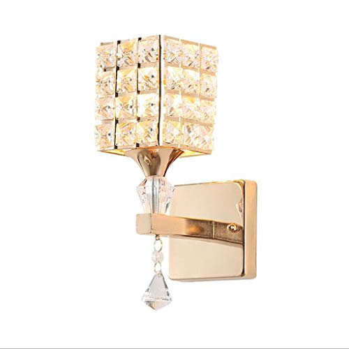 Apliques de pared de cristal de lujo y lámpara geométrica E27 color oro