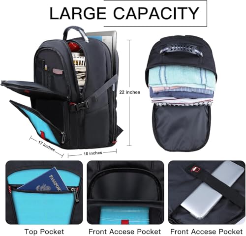 Image of ANTERK Large Travel Laptop Backpack, 18.4 Inch Laptop Backpacks for Men Women, 55L Anti Theft Water Resistant College Bussiness TSA Airline Approved Work Computer Backpack, Lake Blue