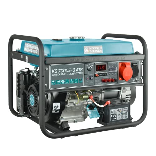 Generador de gasolina KS 7000E-3 ATS,para equipos trifásicos(400V) con ATS,generador electrico5500W,arranque manual/eléctrico/automático,1x16A (400V),1x16A (230V),12V, power station,(AVR)
