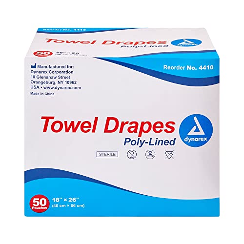 Image of Dynarex Sterile Towel Drapes 18x26 inch - Disposable Poly-Lined Procedure Towels & Medical Drapes for Patients - 1 Case, 6 Boxes of 50 Drape Sheets