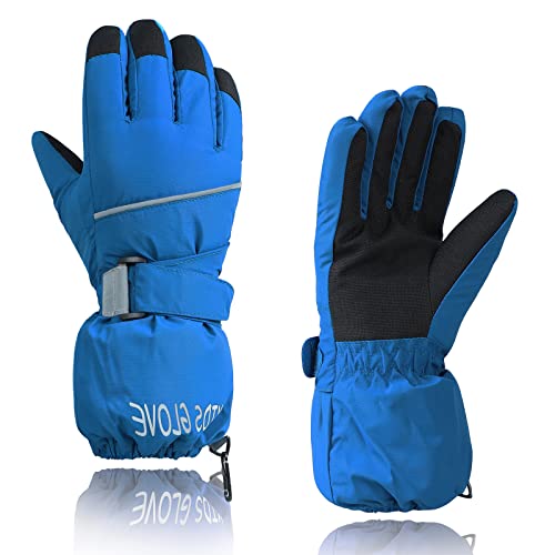 PONCEAU Kids Waterproof Gloveskids Ski Gloves Warmest and Breathable Children Snow Gloves Boys & Girls Thermal Gloves for Skiing Snowboarding and Winter Outdoor Sport