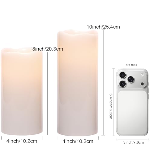 Image of GenSwin Outdoor Candles with Remote Timer for Lanterns, 2 Pack IP65 Waterproof Flameless Candles Battery Operated, LED Pillar Candles for Indoor Outdoor Lanterns, Long-Lasting(4 inch x 10 inch&4 inchx8 inch)