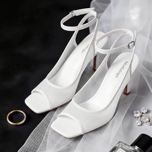 Image of Modatope Womens Heels Square Open Toe High Heels Ankle Strap Heeled Sandals for Women Party Wedding