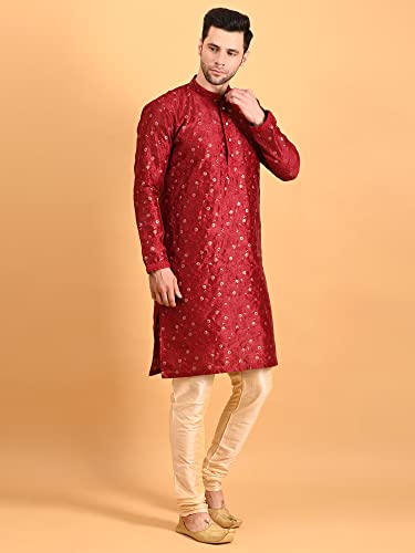 Image of Uri and MacKenzie Embroidery Silk Men's Kurta Pyjama Set