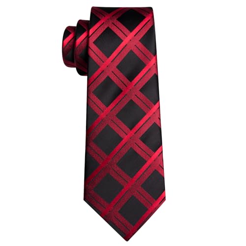 Image of Barry.Wang Men Ties Set Silk Necktie Silk Checked Woven Pocket Square Cufflinks Wedding Business