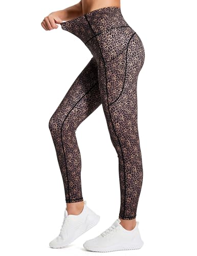 Image of THE GYM PEOPLE Thick High Waist Yoga Pants with Pockets, Tummy Control Workout Running Yoga Leggings for Women