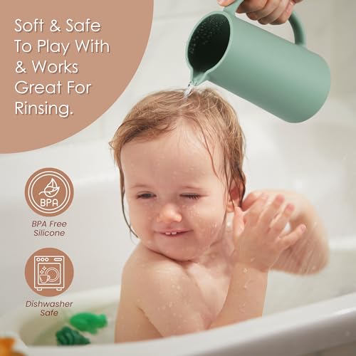 Image of Baby Bath Rinse Cup, Food Grade Silicone Body Washing Rinser Cup (Pink)