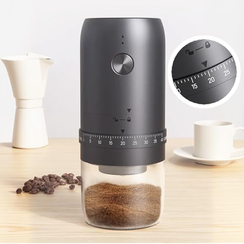 DOSCHER مطحنة قهوة كهربائية ، رأس طحن فائق النعومة من الدرجة الاحترافية ، رأس طحن قابل للتعديل ، واجهة USB قابلة لإعادة الشحن ، سهلة التنظيف