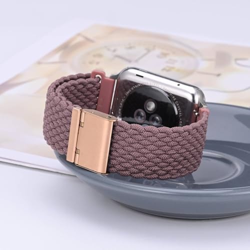 WOCCI 18mm Braided Nylon Watch Band for Men and Women, Quick Release, Rosegold Stainless Steel Buckle (Woodrose)