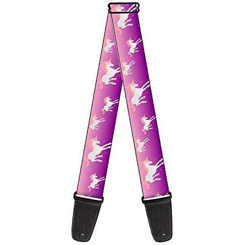Image of Buckle-Down GS-W32108 inchUnicorn Sparkles Purple /Pink inch Guitar Strap