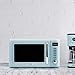 Haden 0.7 Cubic Foot Compact Countertop Microwave Oven, 700 Watt Small Microwave with 5 Power Levels & Express Functions, Turquoise & Chrome