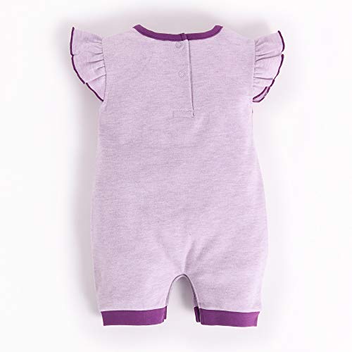 Image of BABY GO Cotton Baby Romper Jumpsuit Bodysuit | Frill Flutter Sleeve Sleepsuit | Nightwear | Summer Wear Bottom Snap Onesie for Infants, New Born Baby Girls