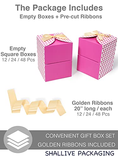 Shallive 6X6X4 Inch 24 Pcs Pink Boxes Small Gift Boxes With Lids And Ribbons Watercolor Polka Dot Bridesmaid Proposal Boxes Empty Box For Candle Packaging Craft Cookies For Wedding Baby Shower Bridal Shower Girls Birthdays Engagement Gift Wrapping #TOP4