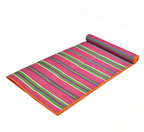 Image of 4x6 Feet Plastic Chatai Mat for Sleeping | Foldable Floor Mat for Home Use | Lightweight Chattai with Handles | Multipurpose Sleeping Mat for Floor - Pink