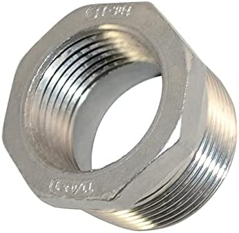 Megairon 1-1/4" Male NPT to 1" Female NPT Female Reducing/Reducer Bushing Pipe Fitting,Adapter,Stainless Steel SS 304 Hex Bushing