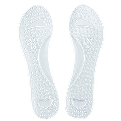 Holibanna 1 Pair Silicone Gel Insole Arch Support Orthotic Shoe Insert Foot Massager Cushion Shoe Pad Shoes Inserts for Lady Women (White Transparent)