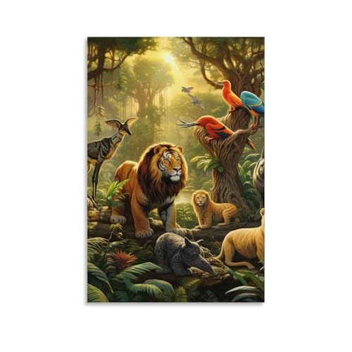 Peinture sur toile animaux de la forêt 50x75cm décoration d'art mural