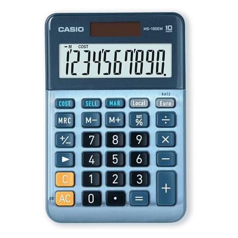 CASIO MS-100EM Solar/Battery Desktop Calculator Cover