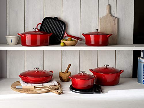 Denby 193048875 Cast Iron Griddle Pan, Pomegranate, 25 cm Main Image