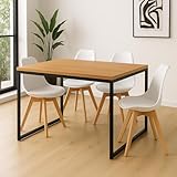 Melhor Cadeira para Mesa de Jantar: Top 10 Melhores em 2025 5 Conjunto Mesa de Jantar Retangular com Pés de Ferro + 4 Cadeiras Estofadas Leda (Mesa Freijó/Cadeiras Brancas)