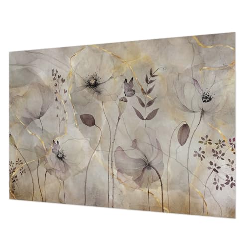 Papier peint fleurs délicates 312x219 cm avec colle incluse pour déco salon