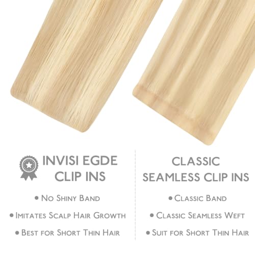 Image of WENNALIFE Invisible Edge Seamless Clip in Hair Extensions Real Human Hair