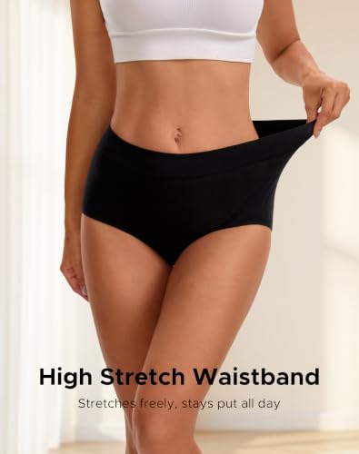 Image of INNERSY Women's Cotton Underwear High Waisted Briefs 4-Pack