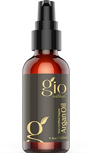 Gio Naturals Organic Moroccan Argan Oil, 4 oz - 100% Pure and USDA Certified for Face, Hair, Skin and Nails