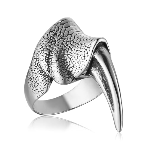 HZMAN Dragon Claw Ring for Men Stainless Steel Gothic Punk Brawny Claw Ring Halloween Jewelry Gift