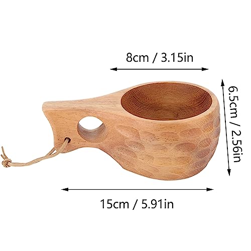 UPQRSG 220 Ml Holz Campingbecher, Traditionelles Nordisches Holzdesign, Wärmeisolierende, Fein Polierte Kaffeetasse mitGriff, Tragbarer Holzbecher Trinkbecher für Outdoor Wanderungen(A)